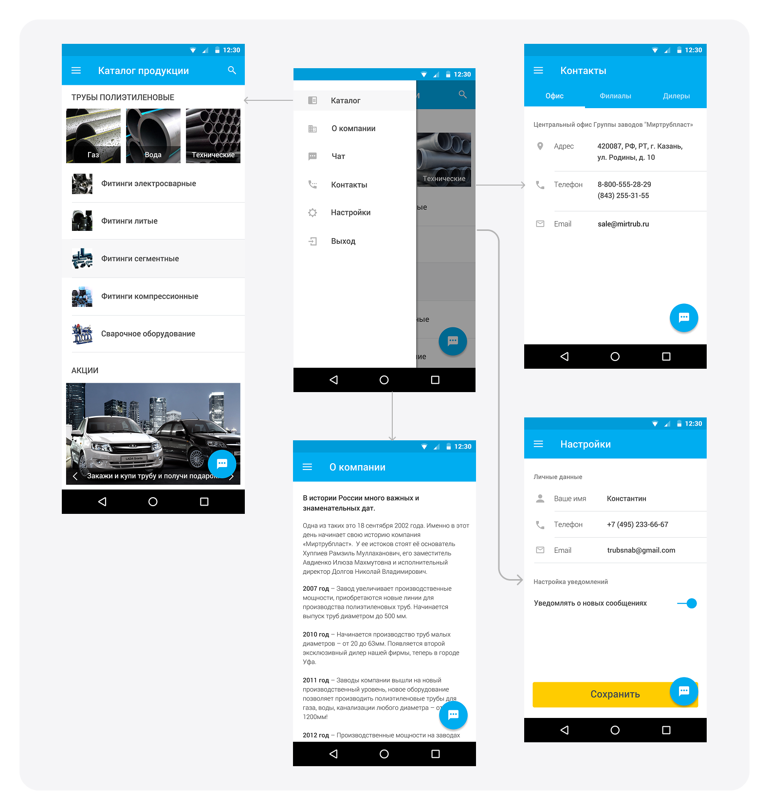 Приложение для клиентов завода
